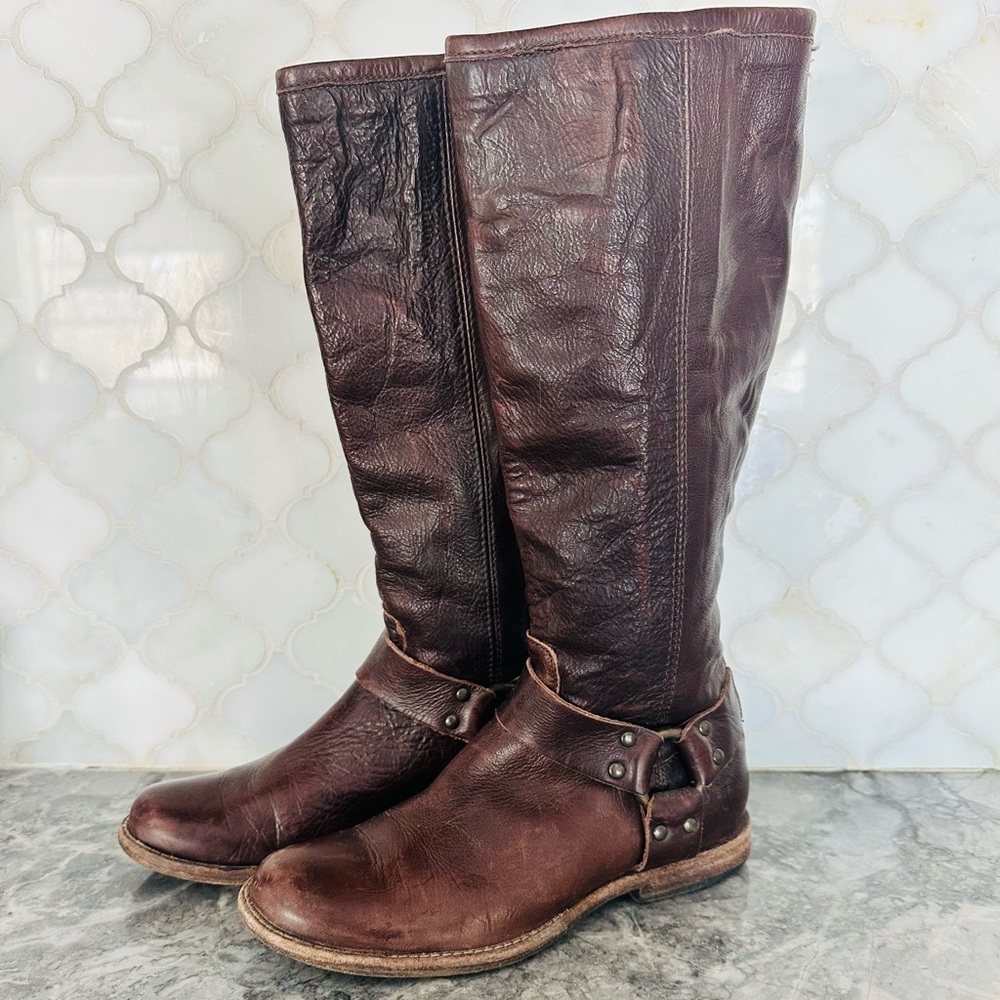 Frye Harness Riding Boots Made in Mexico Brown Leather Women's 7